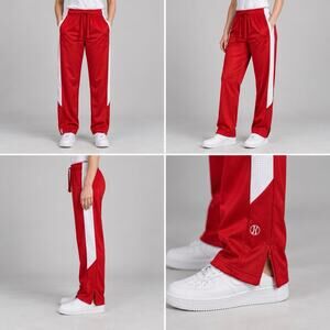 Holloway Track Pants Womens Small Red White Stripe Drawstring Athletic Warm Up